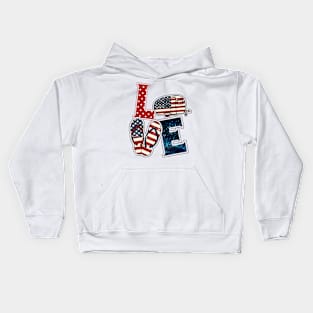 Love Camping USA American Flag 4th of July Flip Flop Camper Kids Hoodie